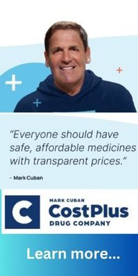 Picture of Mark Cuban and his CostPlus Drug Company's logo. The poster was designed by TCAMRD to link to our discount Rx card and also directly to CostPlus's website for discount pharmacy.