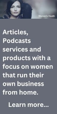 Portrait of a woman with the words: articles Podcasts, services and